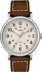 Timex Timex Weekender® Leather Strap Watch - Cream Dial