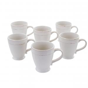 Capri 114595.01 Corda 6 Piece 14 Ounce Stoneware Cup Set In White