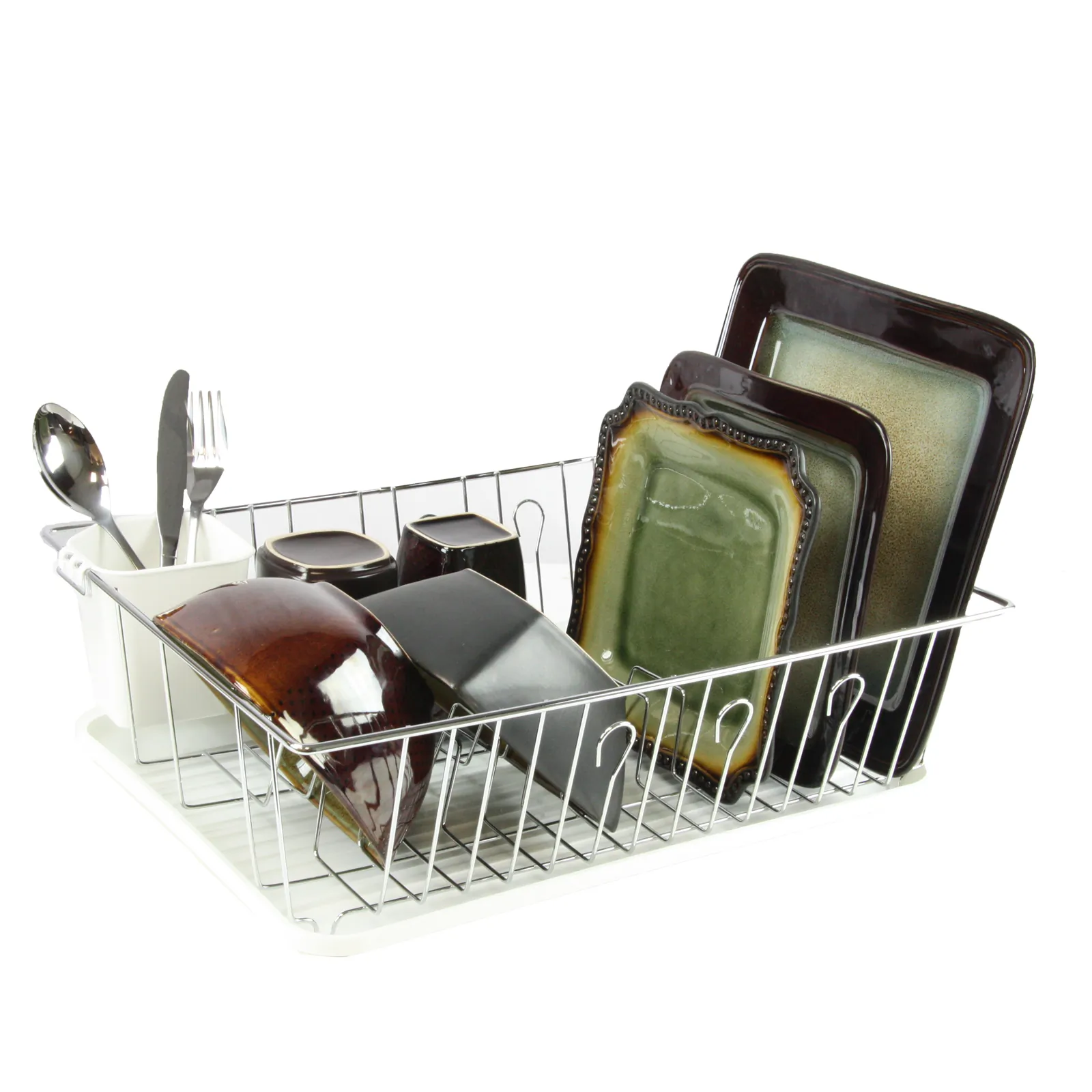 Megachef DR-102 17.5 Inch White Single Level Dish Rack With 14 Plate P