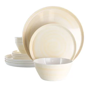 EL-CRAFTEDCLAY | Elama Elegant Melamine Dinnerware Set - 12