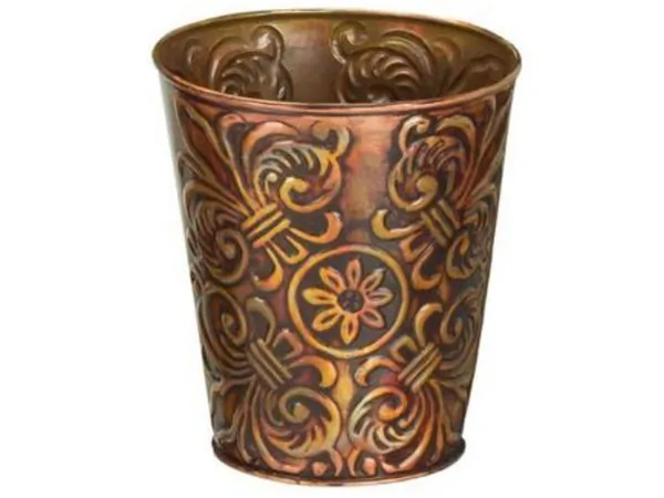 Bulk HL374 4 Inch Tapered Metal Planter With Fleur De Lis Design