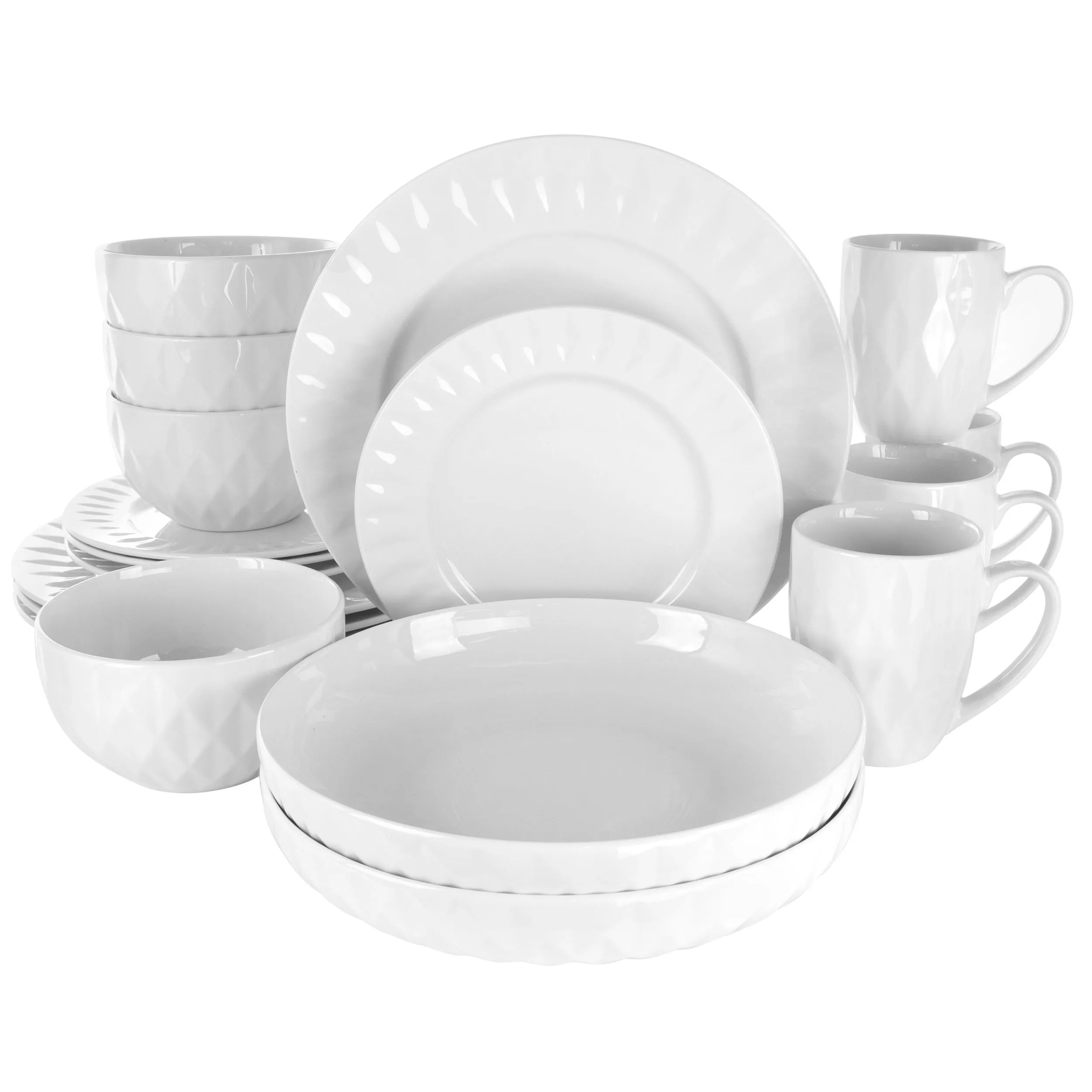 Elama EL-SIENNA Sienna 18-piece White Porcelain Dinnerware Set