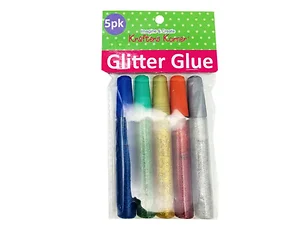 Bulk Buys Shimmery Five Pack Glitter Glue Tubes for Crafting