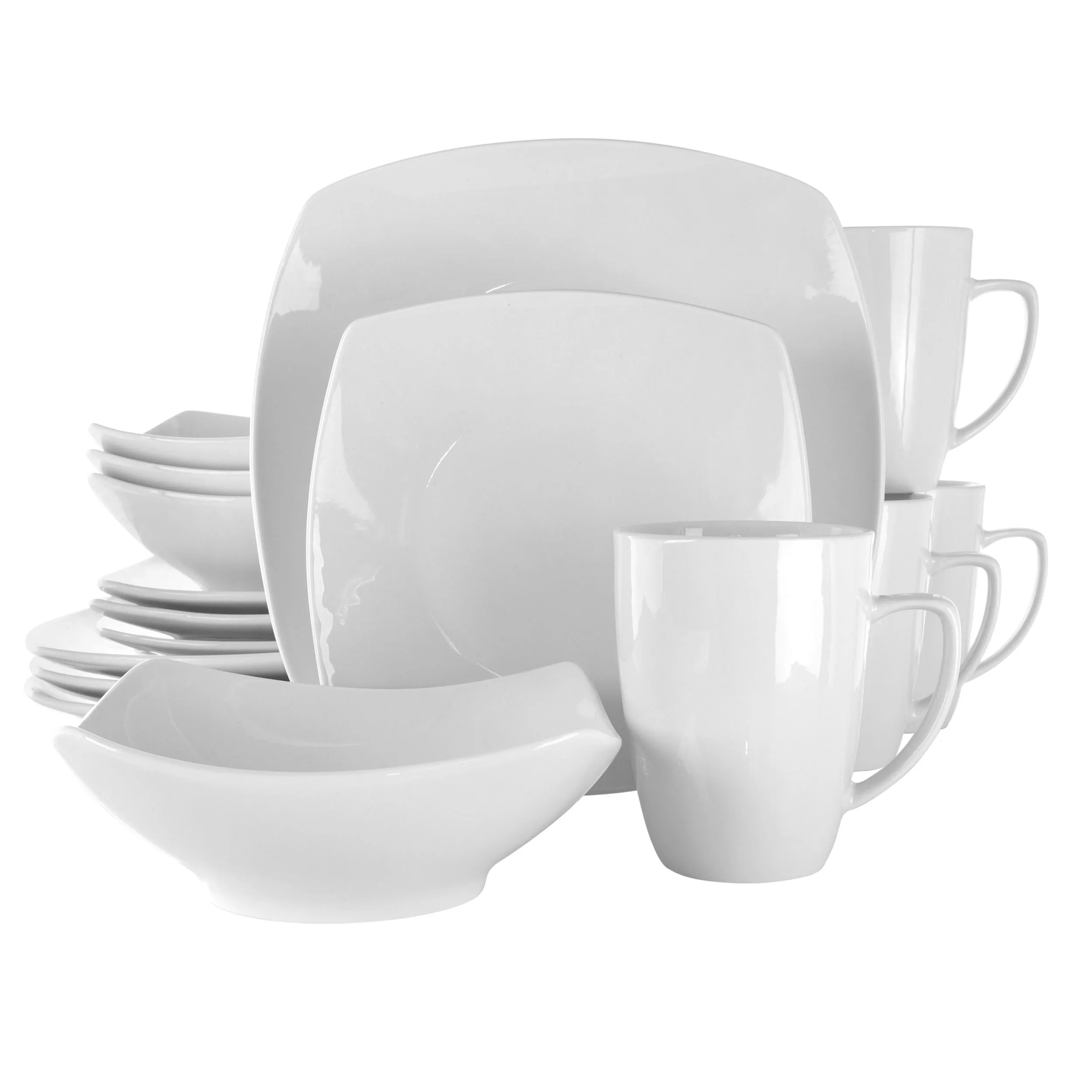 Elama EL-HAYES Hayes 16-piece White Square Dinnerware Set