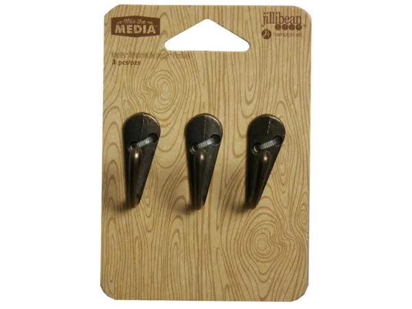 Bulk HC465 3pk Metal Coat Hook Set