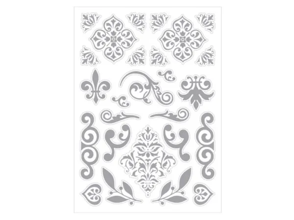 Bulk CH384 26 Piece Silver Decorative Vinyl Stickers