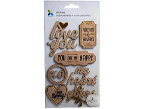 CH428 | Bulk Buys Momenta 6-Piece Wooden Stickers with