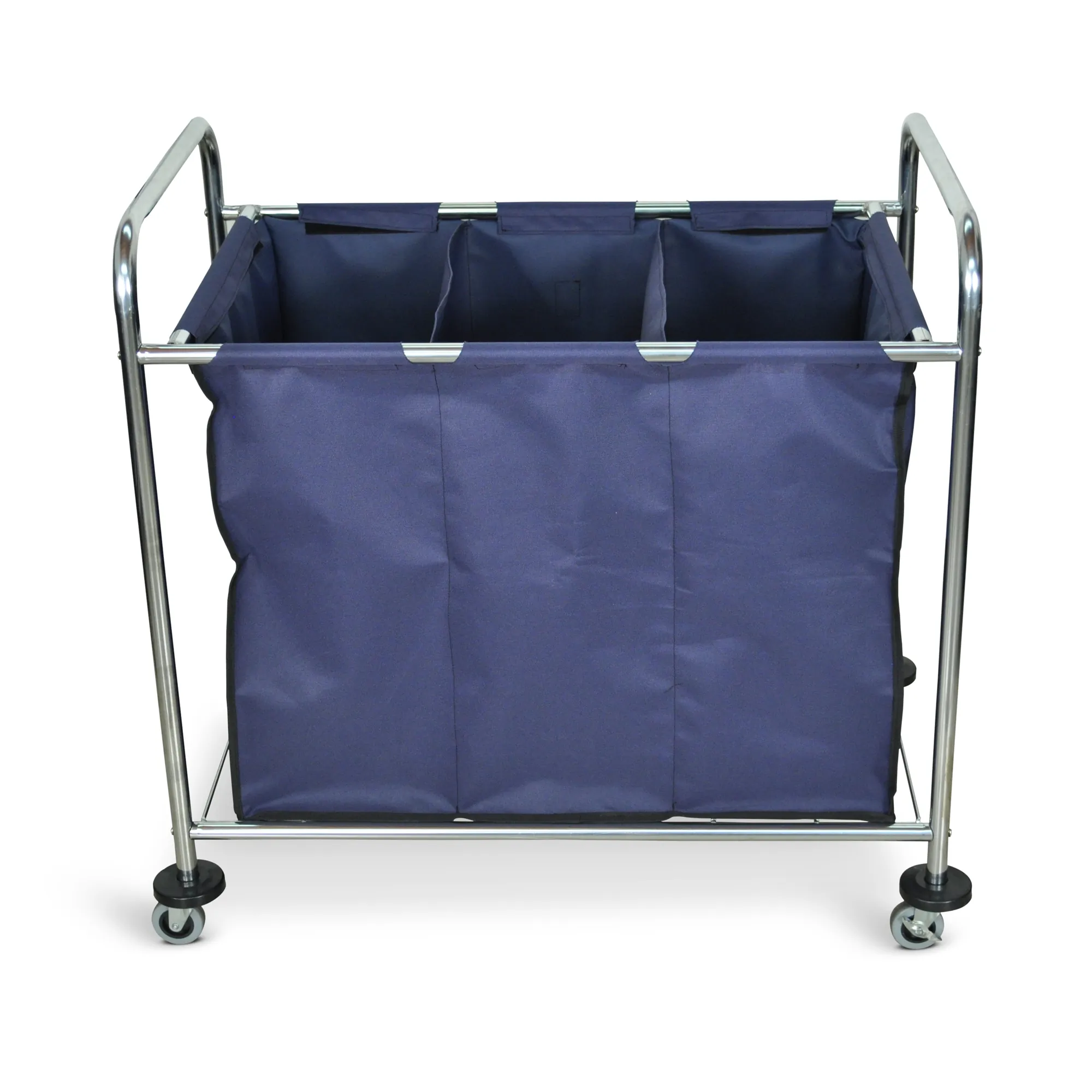 Luxor HL15 Industrial Laundry Cart W Steel Frame  Navy Canvas Bag W Di