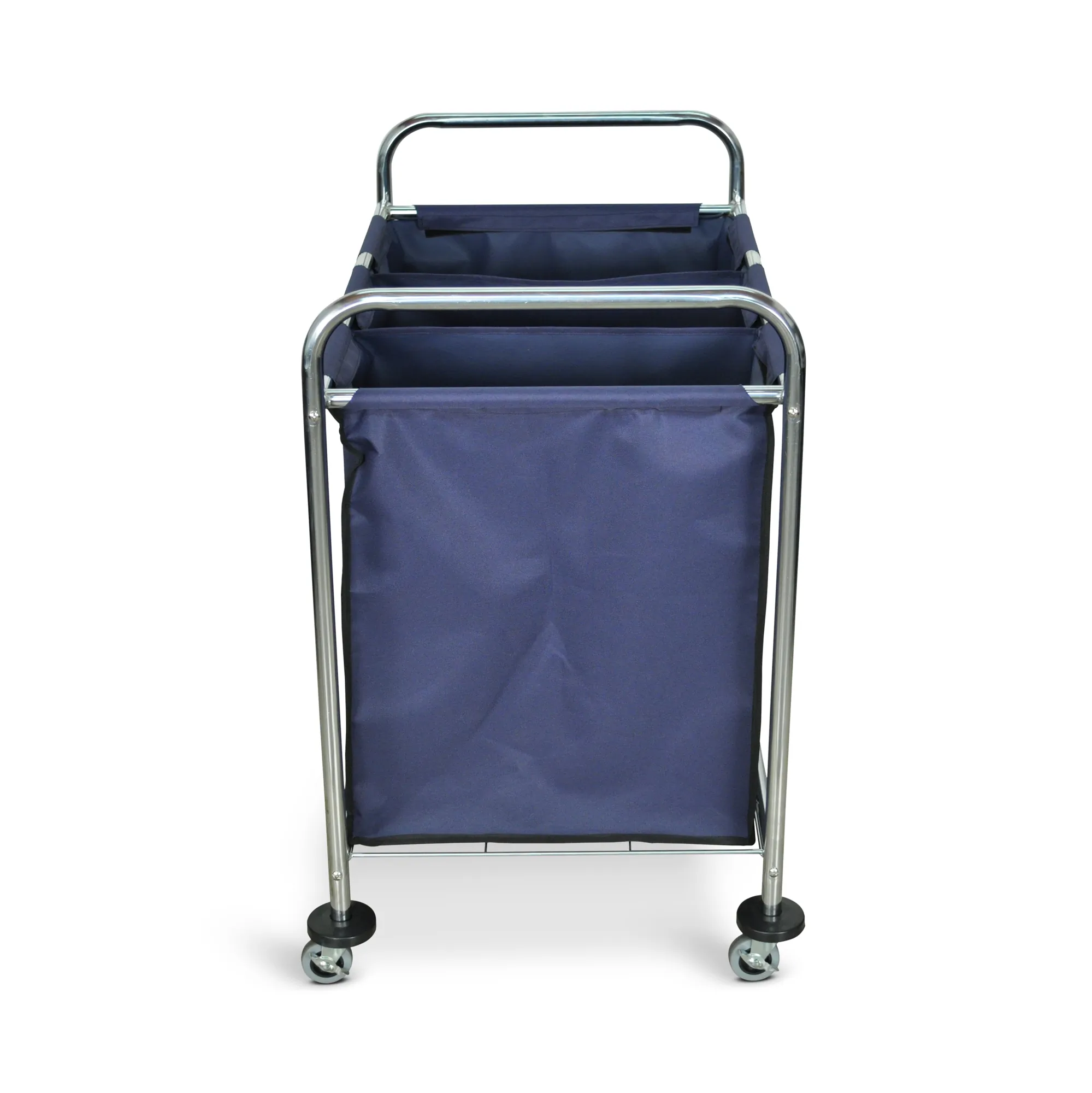 Luxor HL15 Industrial Laundry Cart W Steel Frame  Navy Canvas Bag W Di