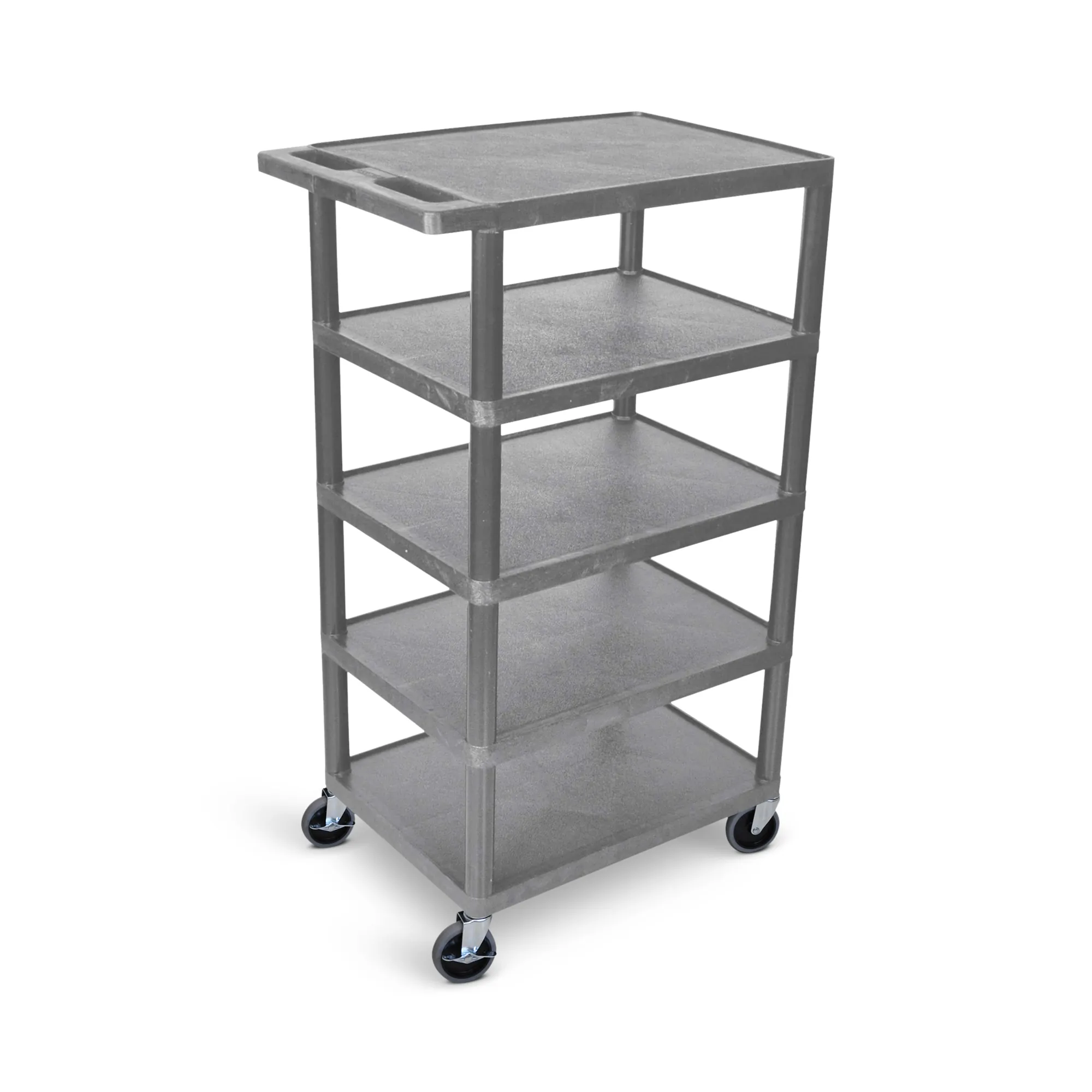 Luxor BC50-G Five Flat Shelf Gray Utility Cart