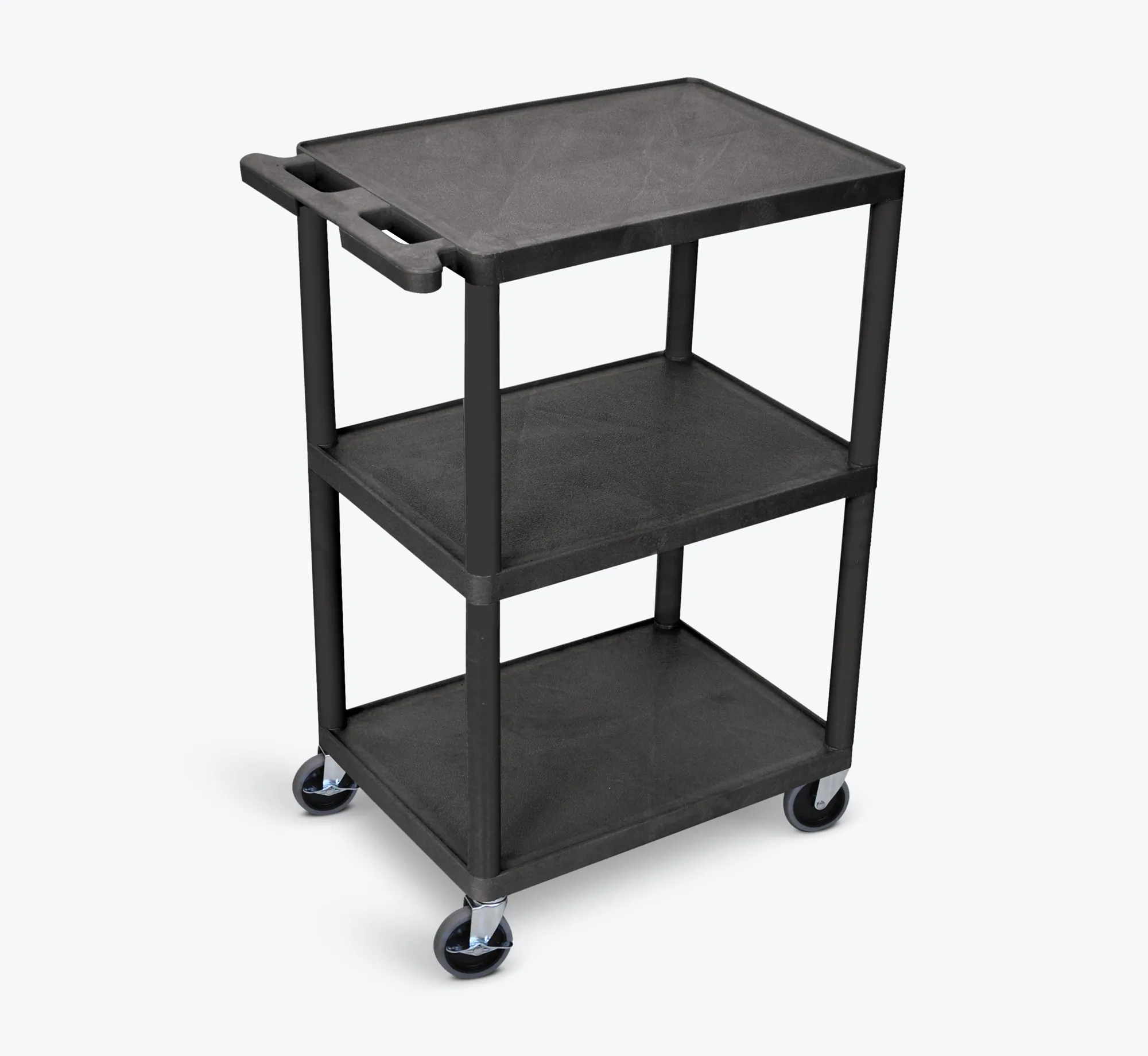 Luxor HE42-B 3 Shelf Utility Cart Black