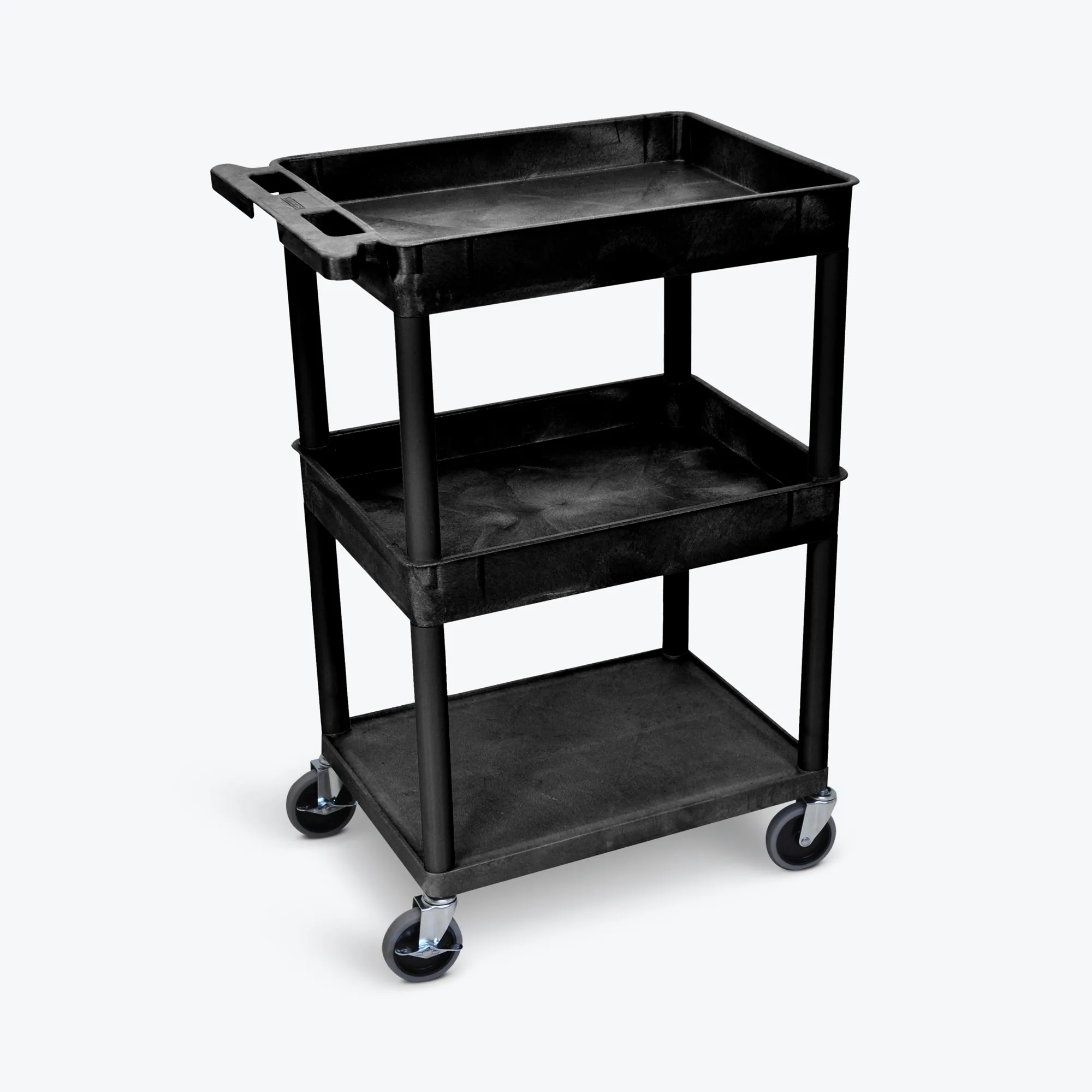 Luxor STC112-B 3 Shelf Black Tub Cart