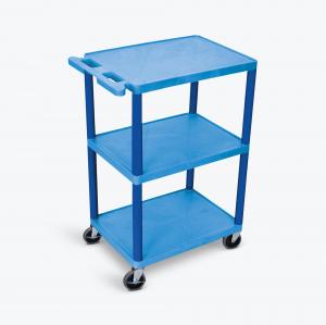 Luxor HE42-BU 3 Shelf Utility Cart Blue