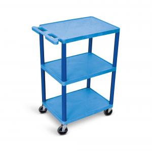 Luxor HE42-BU 3 Shelf Utility Cart Blue