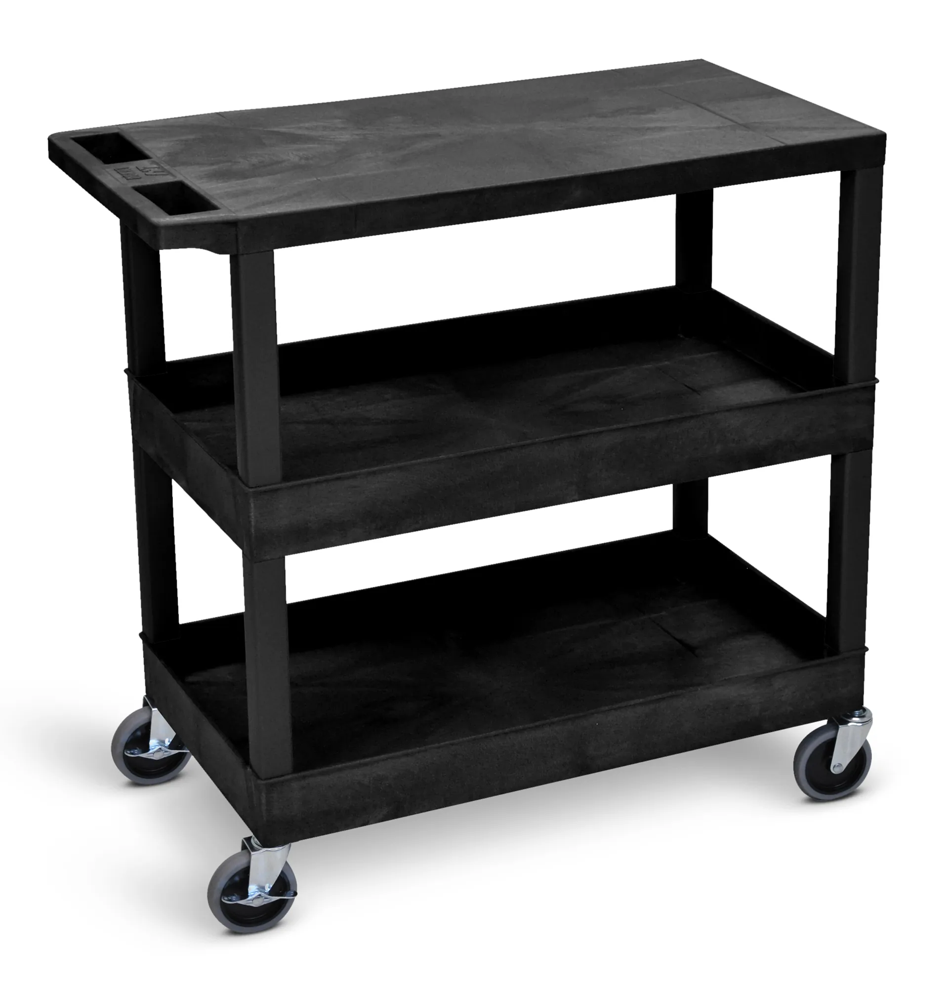 Luxor EC211-B Black Ec211 18x32 Cart With 2 Tub Shelves And 1 Flat She