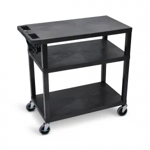 Luxor EA34E-B 3 Flat Shelves  Electric Black Presentation Station