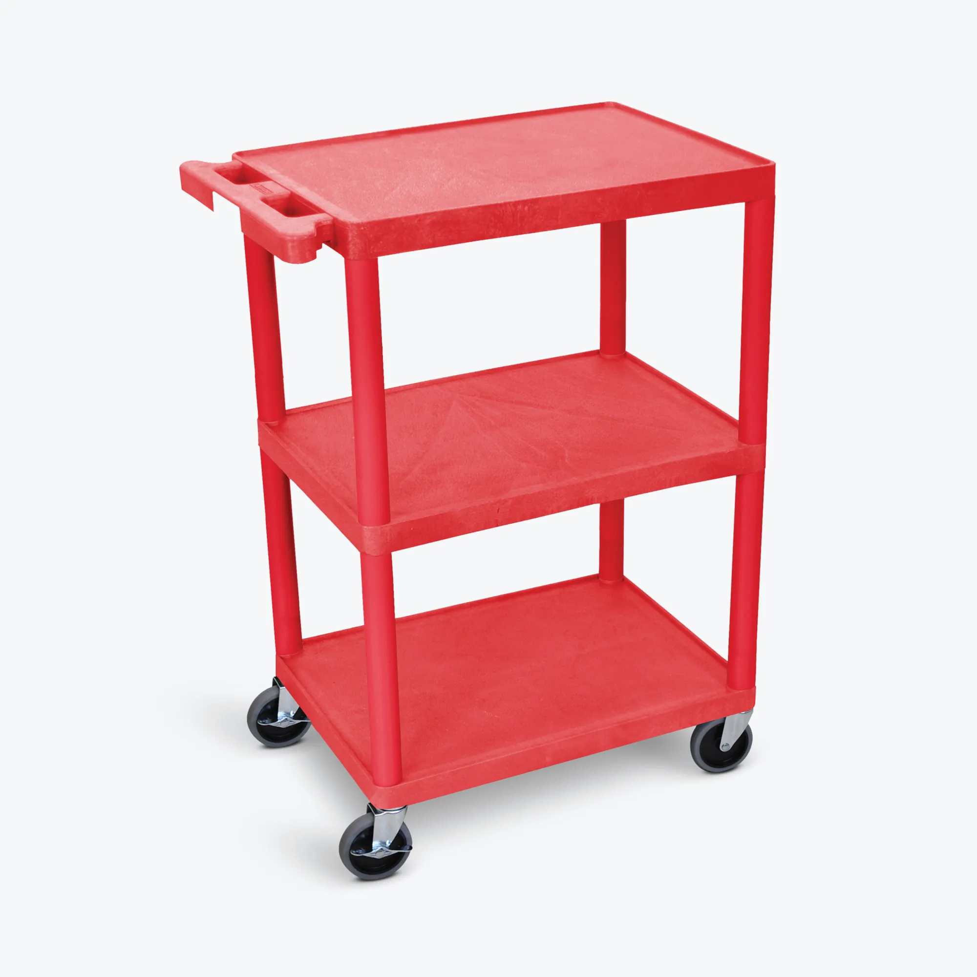 Luxor HE34-RD 3 Shelf Utility Cart Red