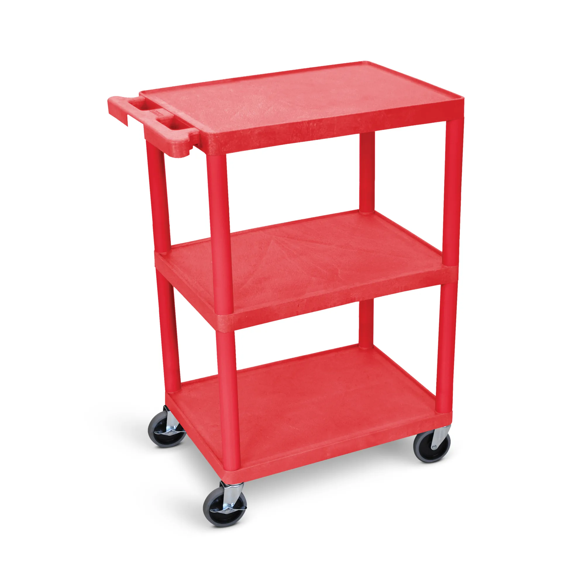 Luxor HE34-RD 3 Shelf Utility Cart Red