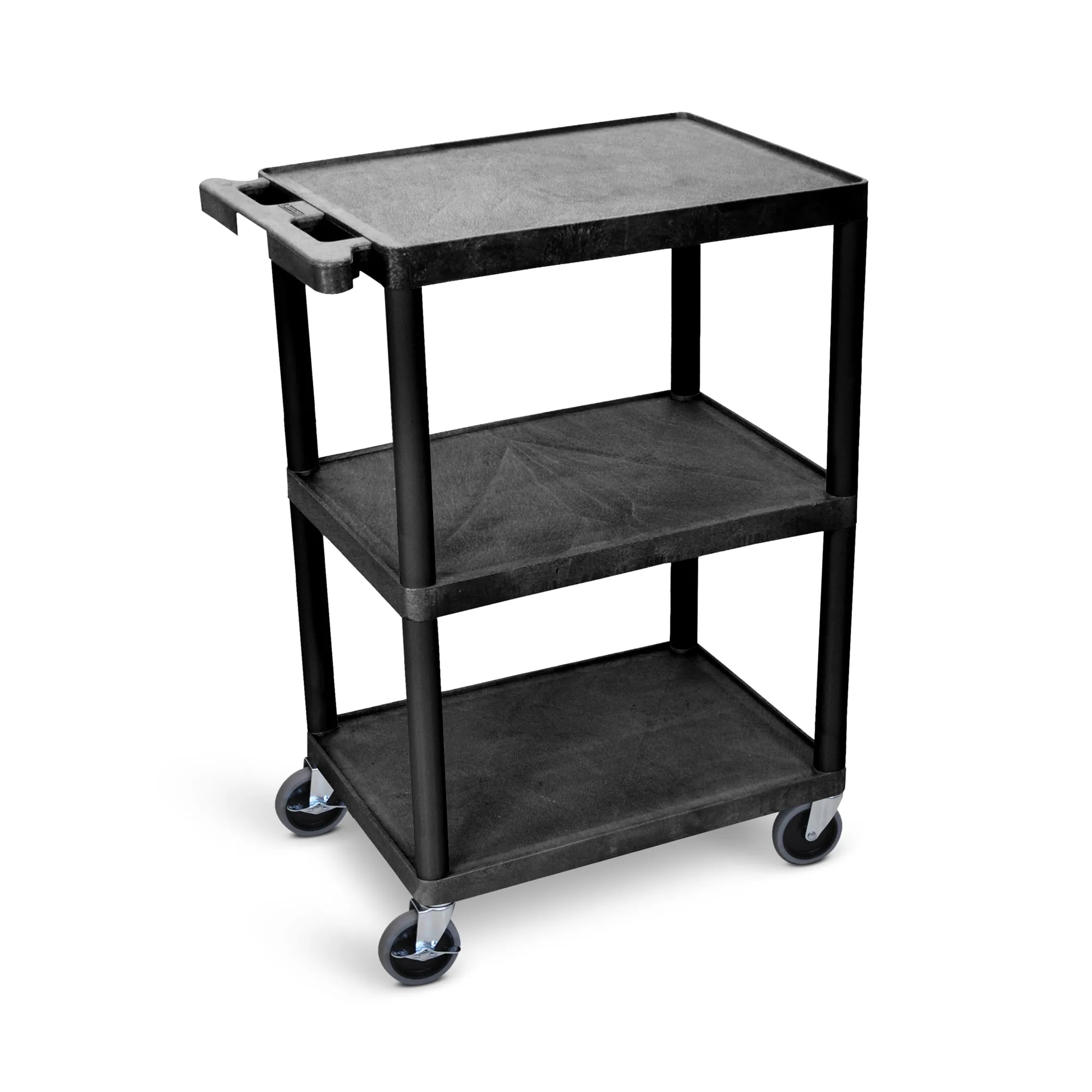 Luxor HE34-B 3 Shelf Utility Cart Black