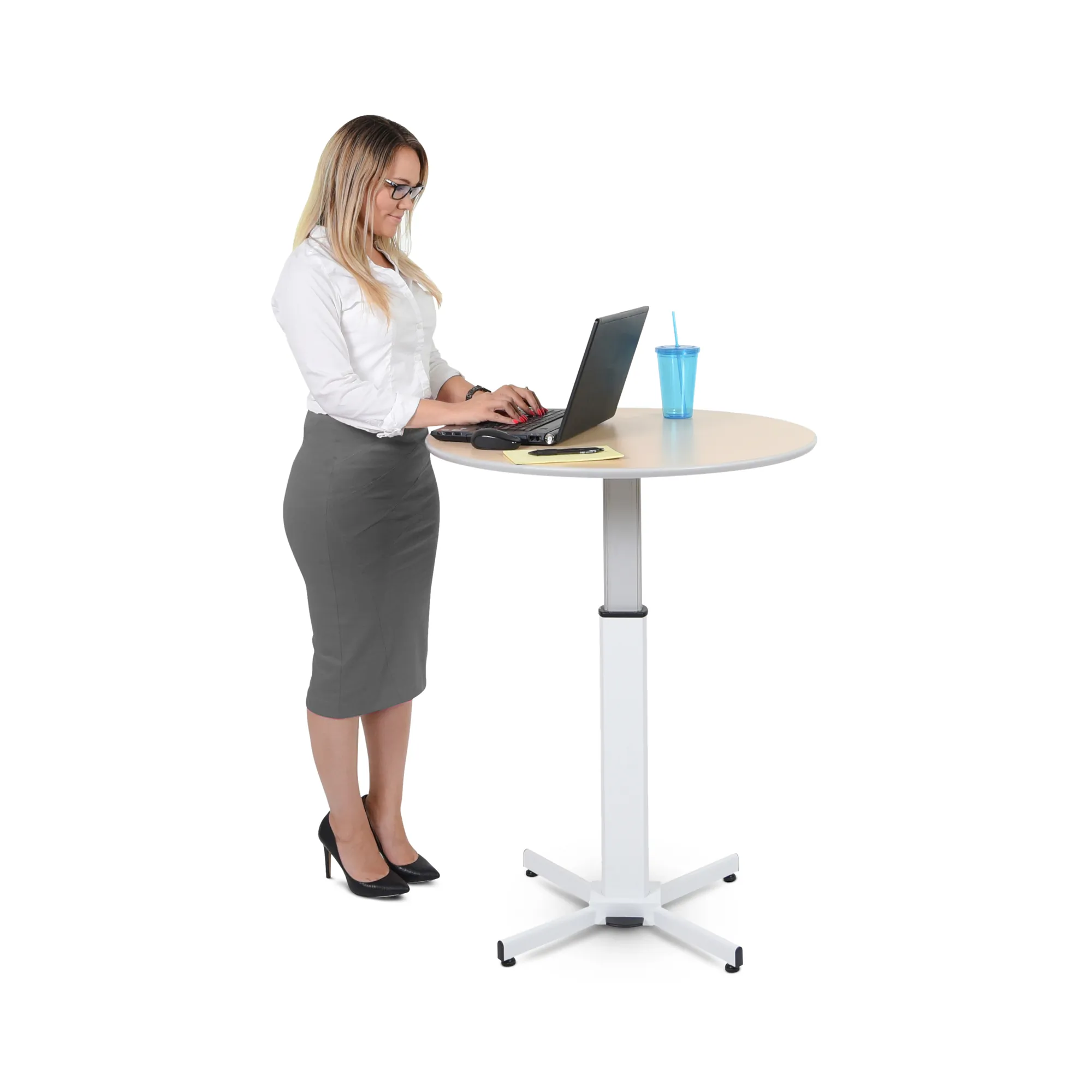 Luxor LX-PNADJ-ROUND Pneumatic Adjustable Round Table - Height Adjusta