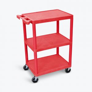 Luxor RDSTC222RD 3 Flat Shelf Cart Red