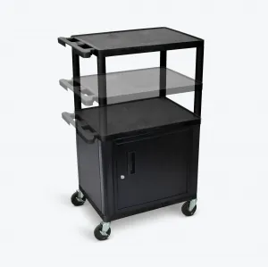 Luxor LPDUOC-B Black Endura Presentation Cart Multi Height W Cabinet