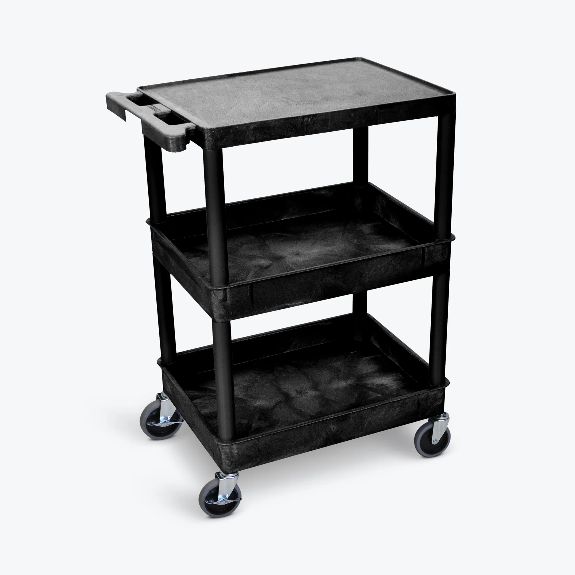 Luxor STC211-B 3 Shelf Black Tub Cart