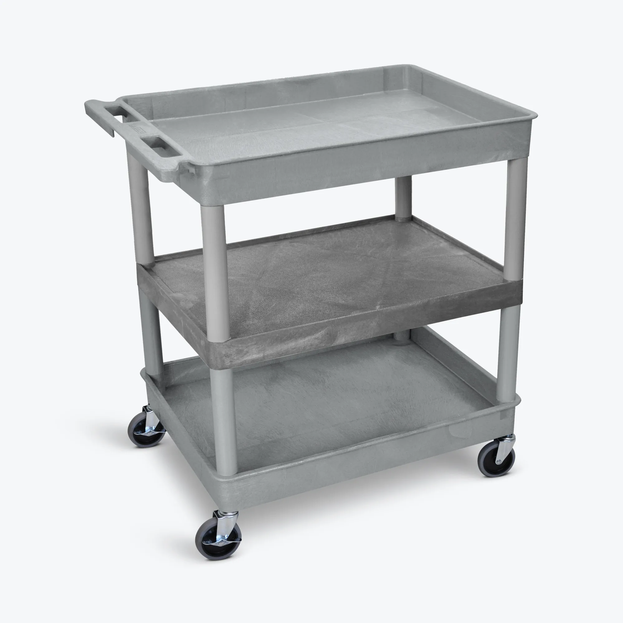 Luxor TC121-G 3 Shelf Large Gray Tub Cart