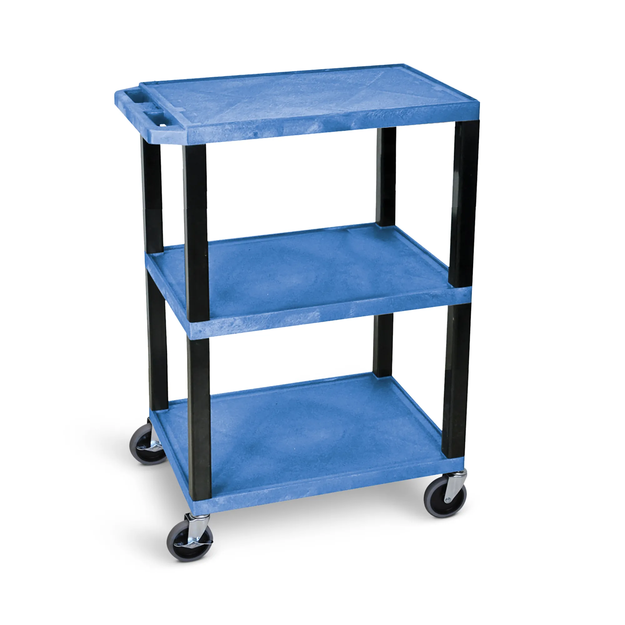 Luxor WT34BUS Blue 3 Shelf Specialty Utility Cart