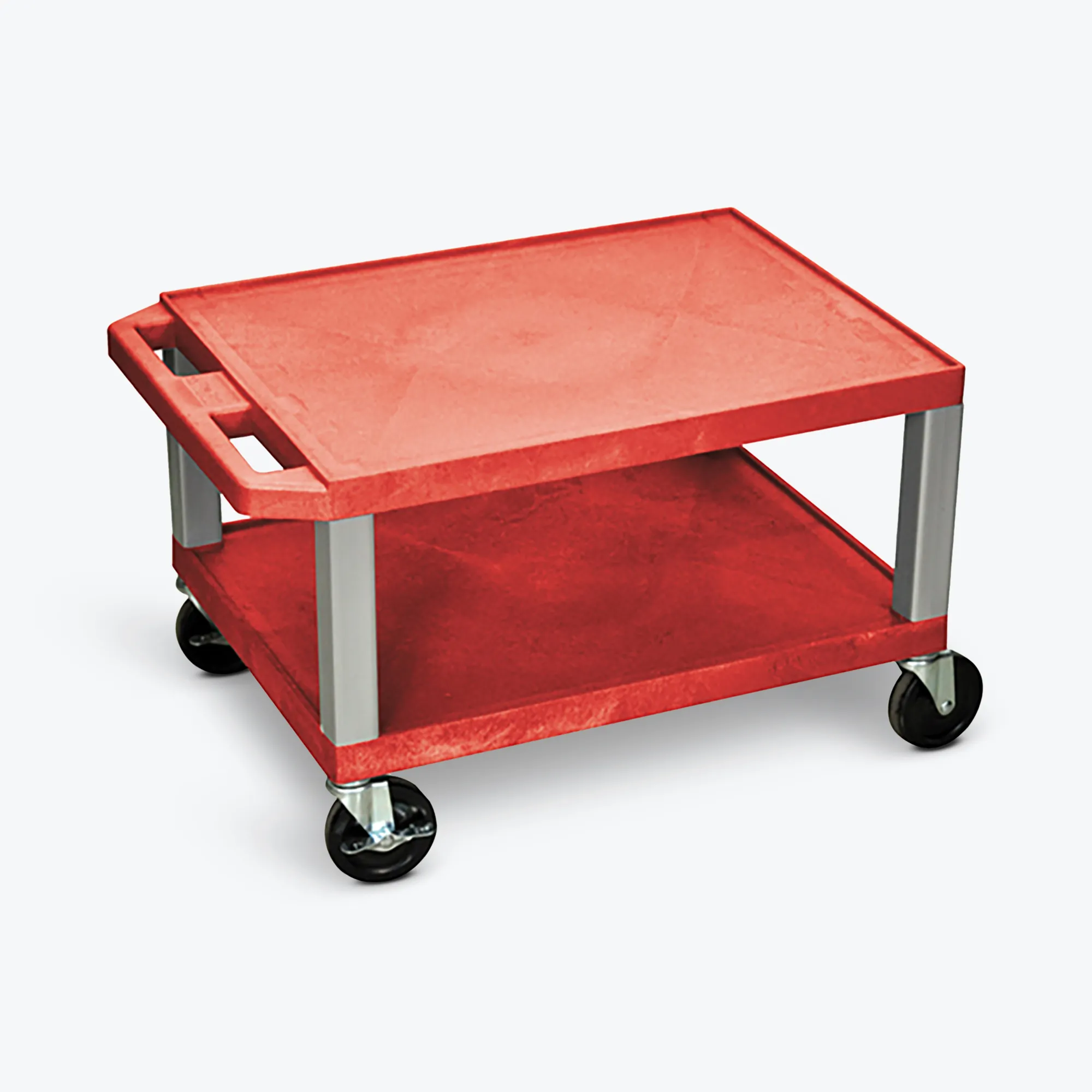 Luxor WT16RE-N Tuffy Red 2 Shelf Av Cart W Nickel Legs  Electric