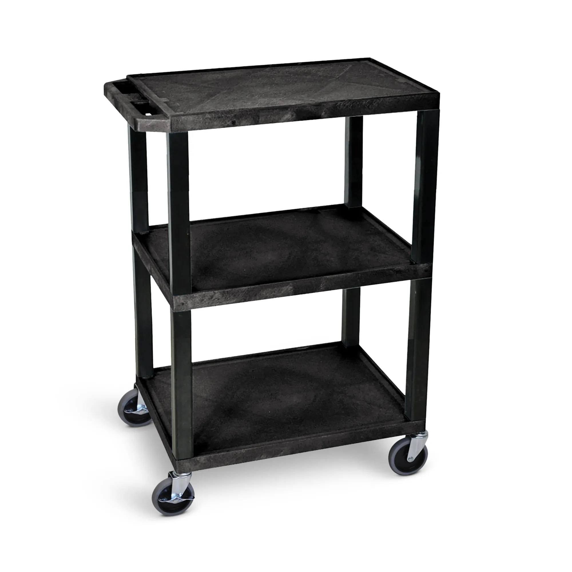 Luxor WT34S Black 3 Shelf Specialty Utility Cart