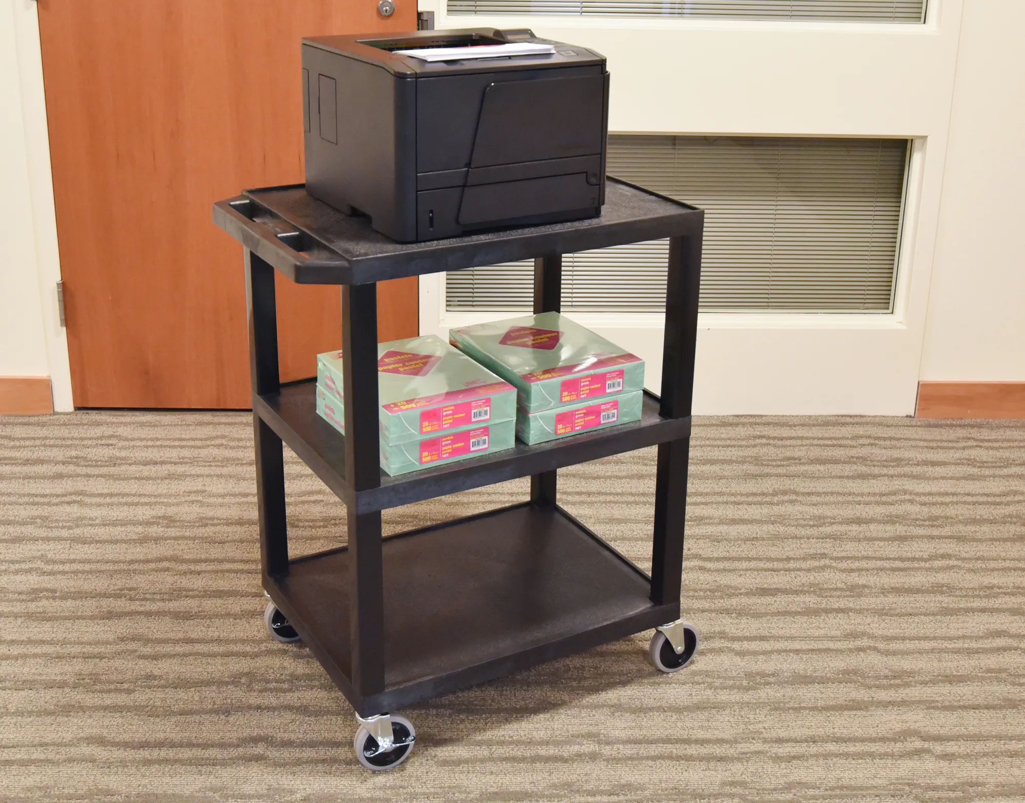 Luxor WT34S Black 3 Shelf Specialty Utility Cart