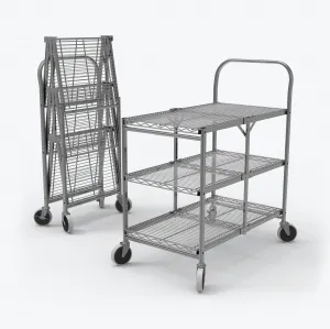 Luxor WSCC-3 Three-shelf Collapsible Wire Utility Cart