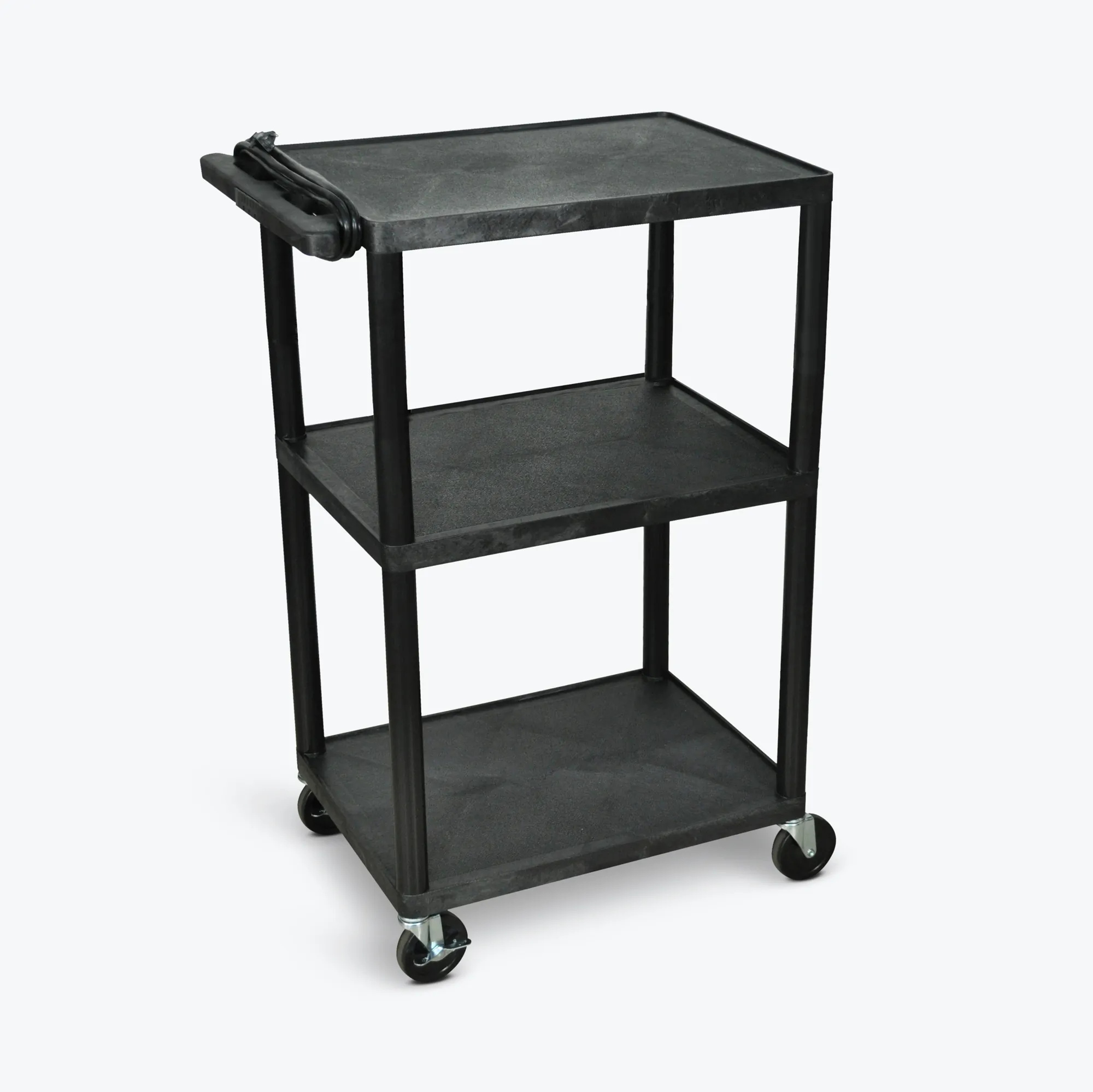 Luxor LP42E-B Endura Black 3 Shelf Presentation Cart 42h