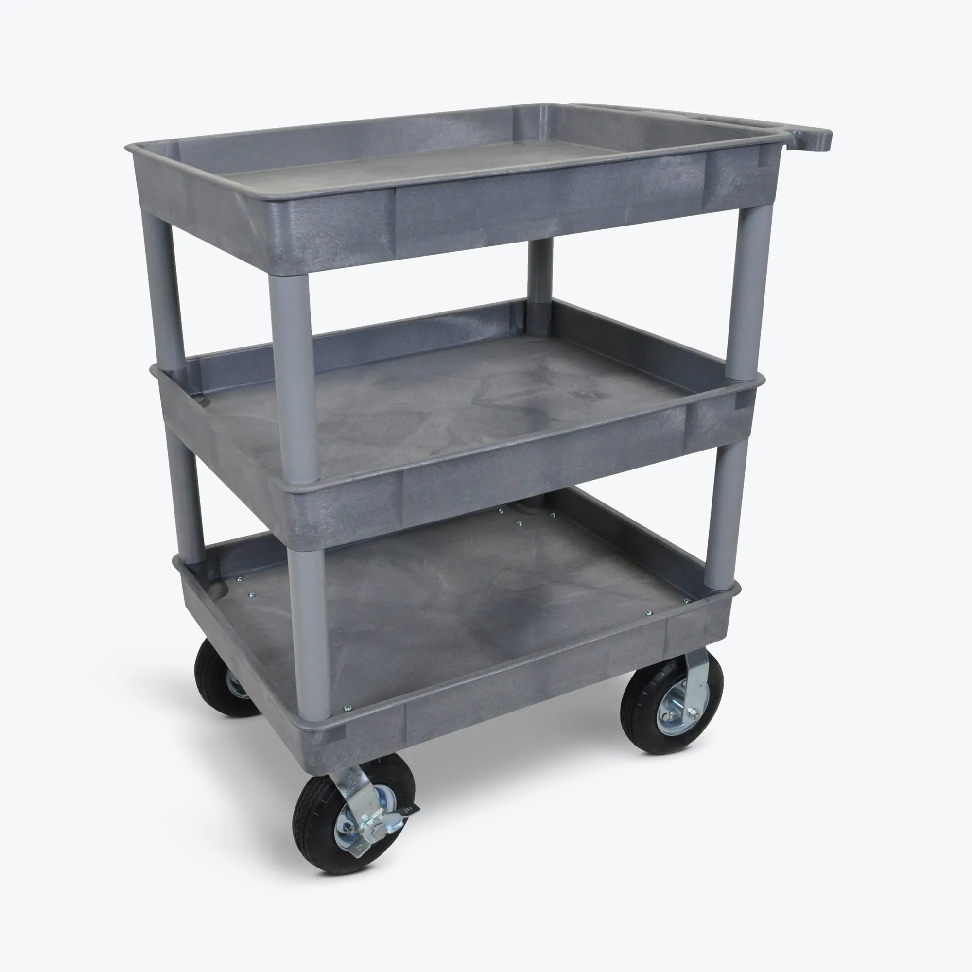 Luxor TC111P8-G Gray 24x32 3 Tub Cart W P8 Casters