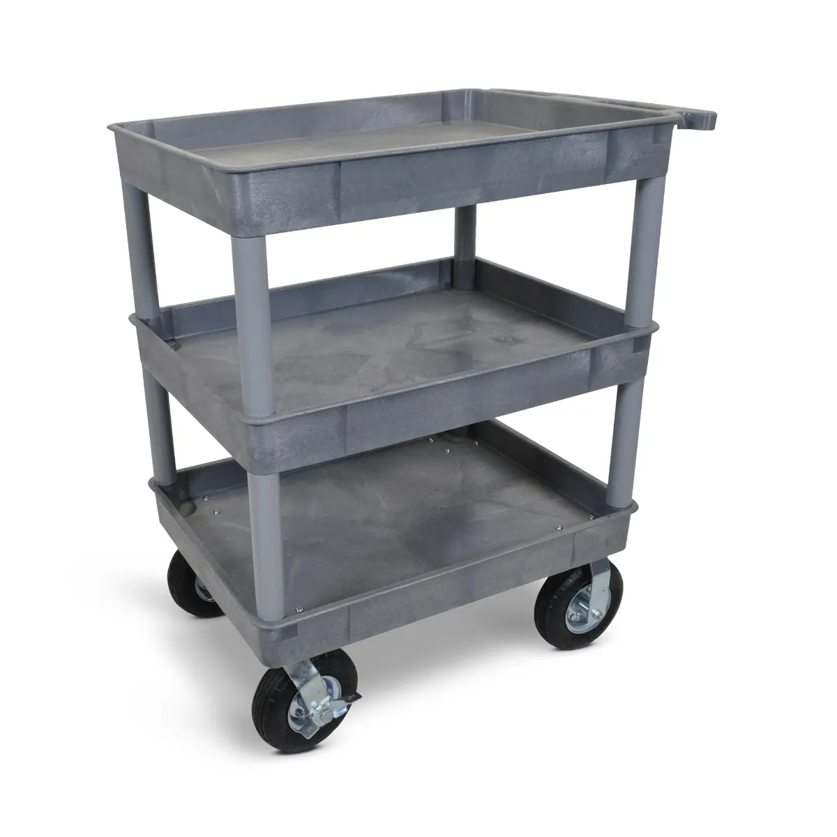 Luxor TC111P8-G Gray 24x32 3 Tub Cart W P8 Casters