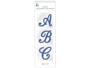 CH435 | Bulk Buys 40 Count Blue Cursive Alphabet Stickers