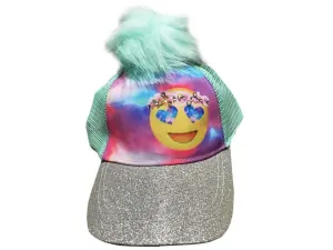 Bulk SC716 Tween Pom Pom Light Up Caps - Happy Emoji