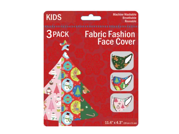 Bulk MO199 3 Pack Kids Christmas Theme Washable Face Masks