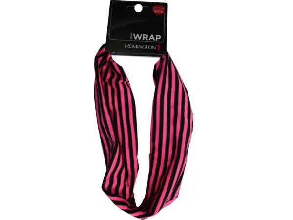 Bulk KA775 Pink And Black Striped Extra Wide Head Wrap