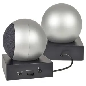 Generic SP-195 2-piece 3w Ball Speaker Set Wheadphone Jack (blacksilve