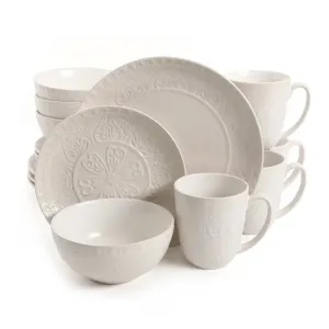 Gibson 124146.16 Elite Milanto 16-piece Dinnerware Set, Cream