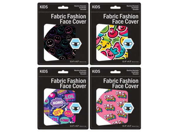 Bulk MO142 Girls Fun Washable Face Masks 4 Assorted