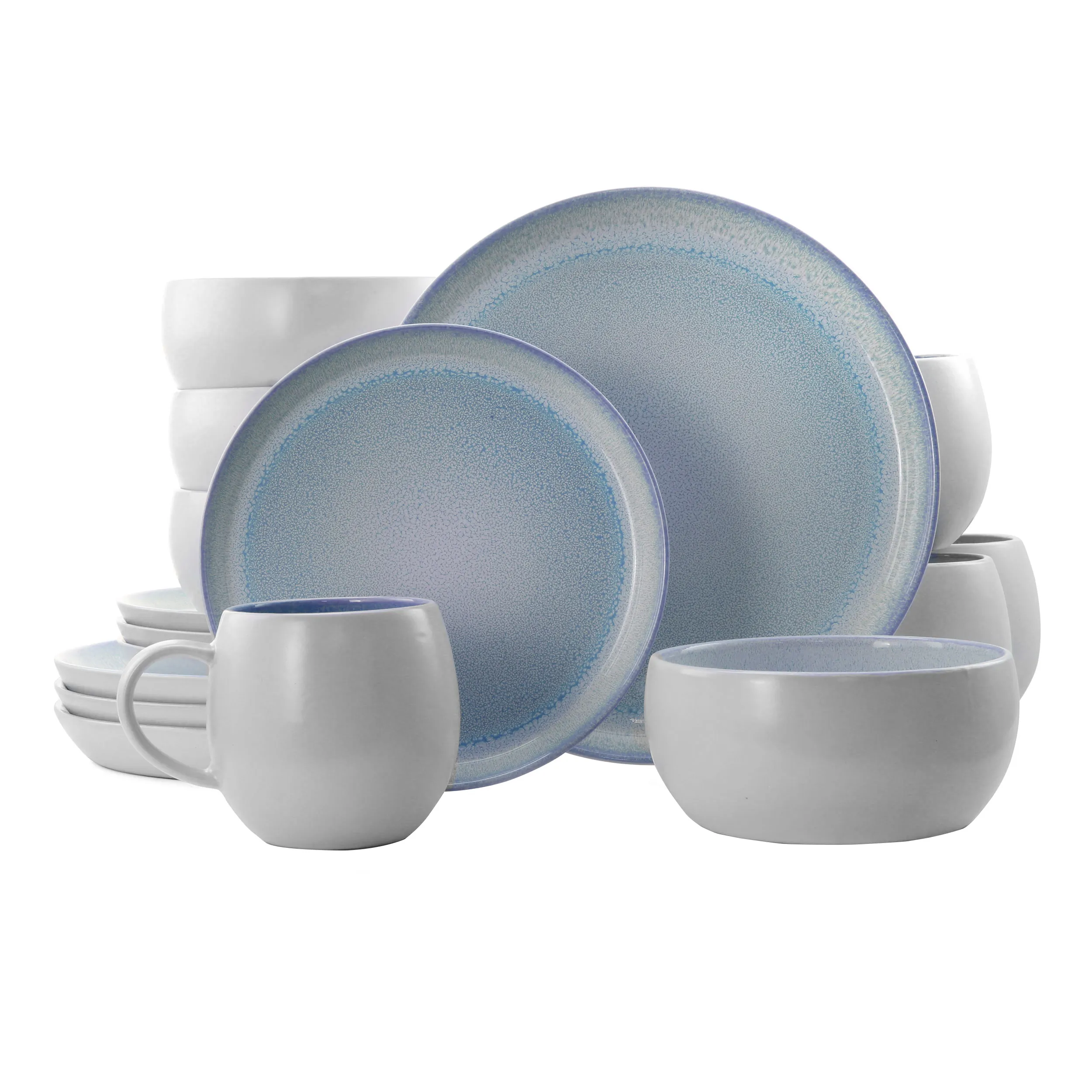 Elama EL-MOCHABLUE Mocha 16-piece Stoneware Dinnerware Set - Blue