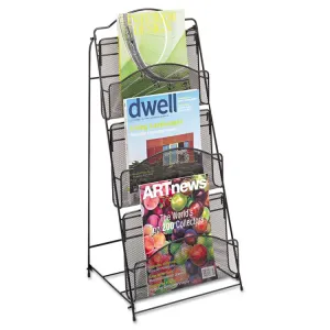 Safco 6461BL Safco Black Onyx Mesh Literature Floor Rack - 5 Pocket(s)