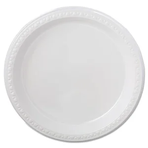 Huhtamaki Heavyweight White Plastic 3 Compartment Plates,