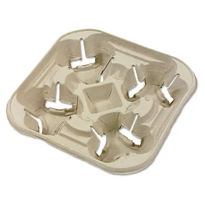 Huhtamaki Molded Fiber Cup Tray for 4 Cups - 300 Count