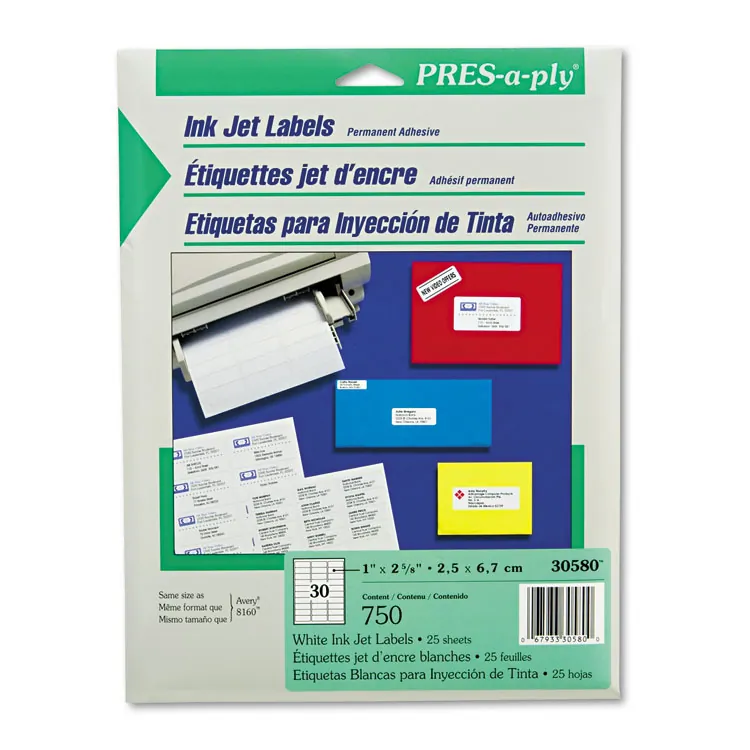 Avery AVE 30601 Pres-a-ply Pres-a-ply White Labels - Permanent Adhesiv