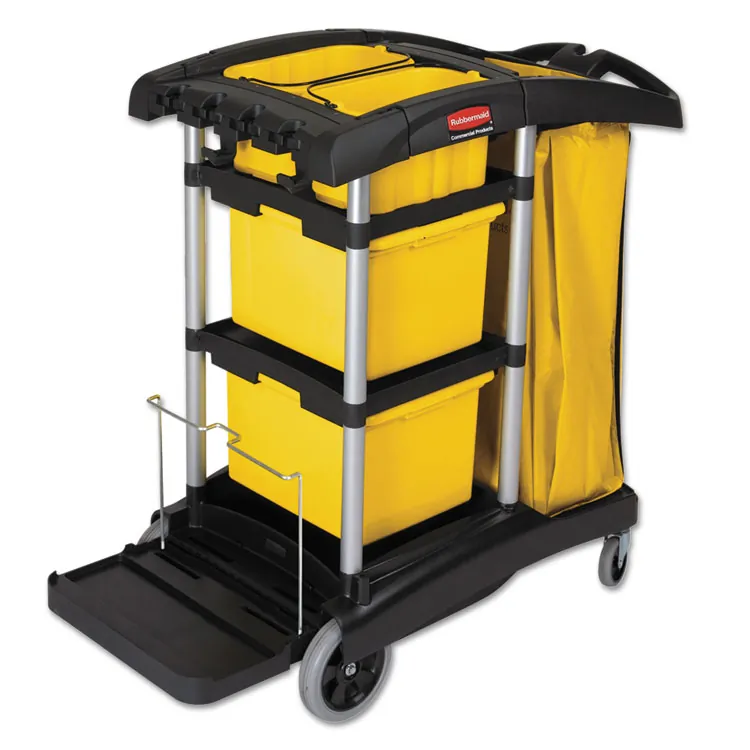 Rubbermaid FG9T7300BLA Commercial High Capacity Janitorial Cart - 4 Ca