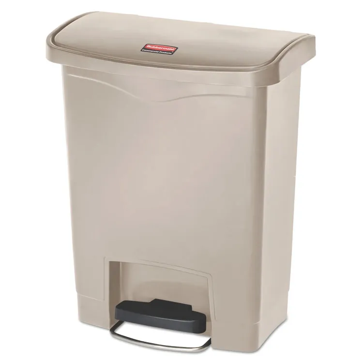 Rubbermaid RCP 1883612 Commercial Slim Jim Black 13g End Step Can - 13